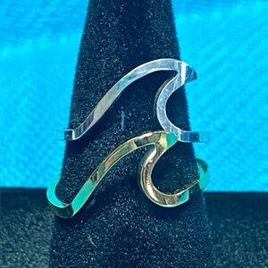 NEW Two Open Wave Rings - Gold & Silver, OS